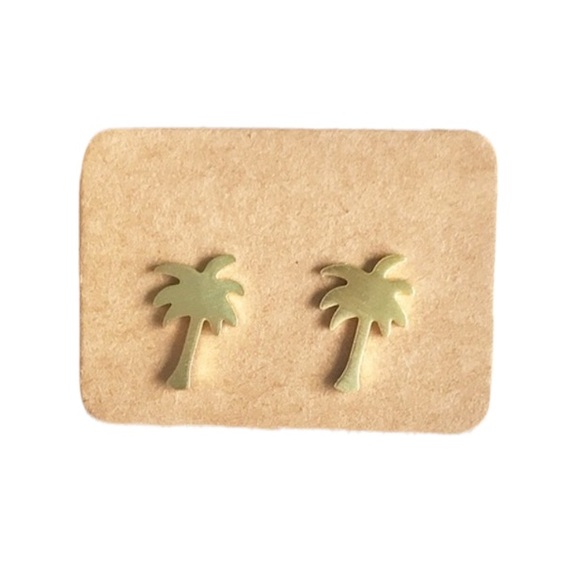 Gold Palm Tree Earrings - Picture 3 of 5